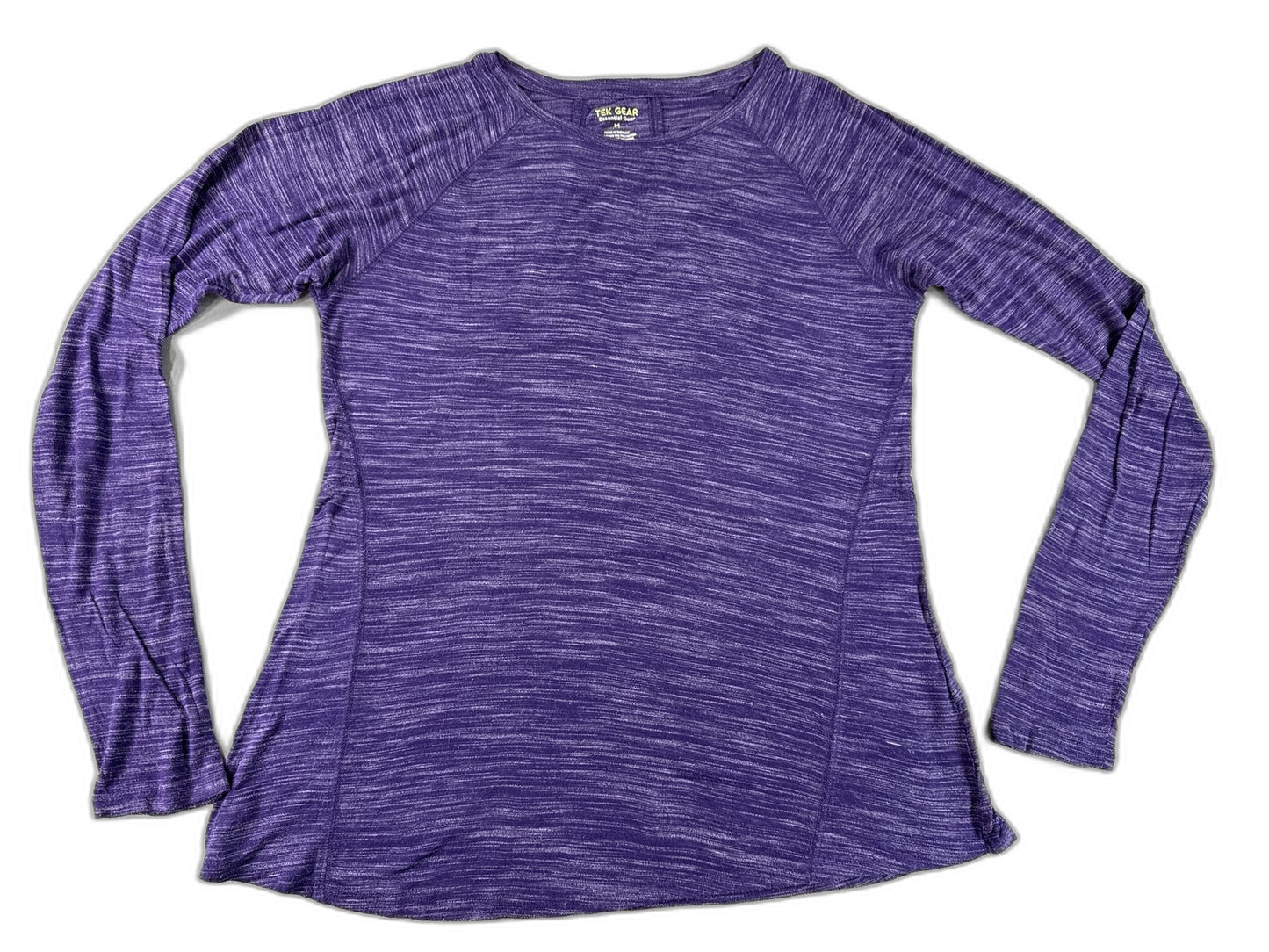 Tek Gear Heathered Long Sleeve Crewneck Top Womens Purple Rayon Polyester M