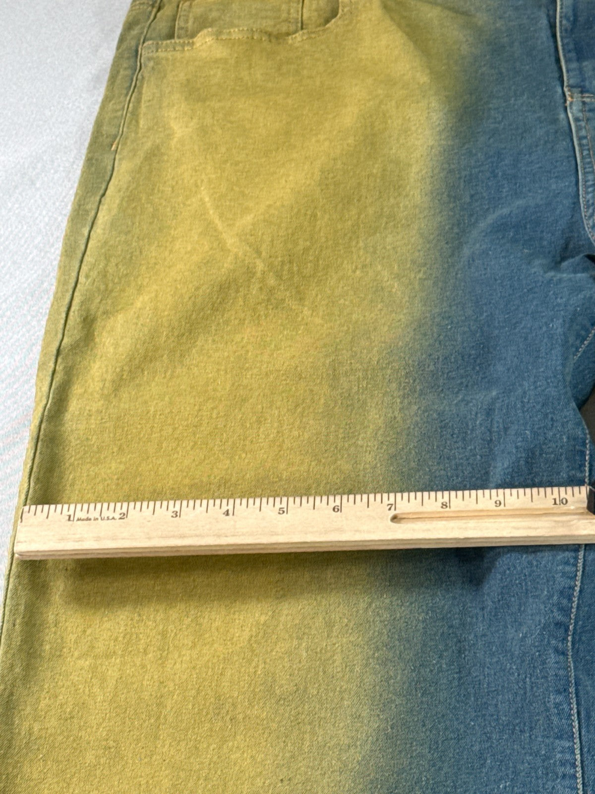 finesse Society Wide Leg Jeans Womens 1X Blue Yellow Ombre Denim Y2K Grunge