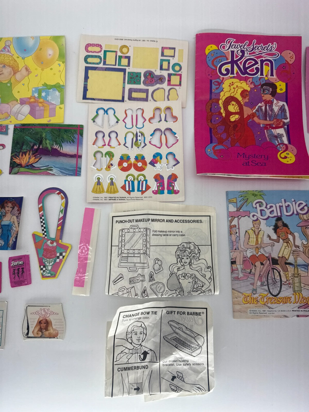 Vintage Barbie 1980s Paper Ephemera Lot Booklets Cards Stickers Inserts Ken 80s