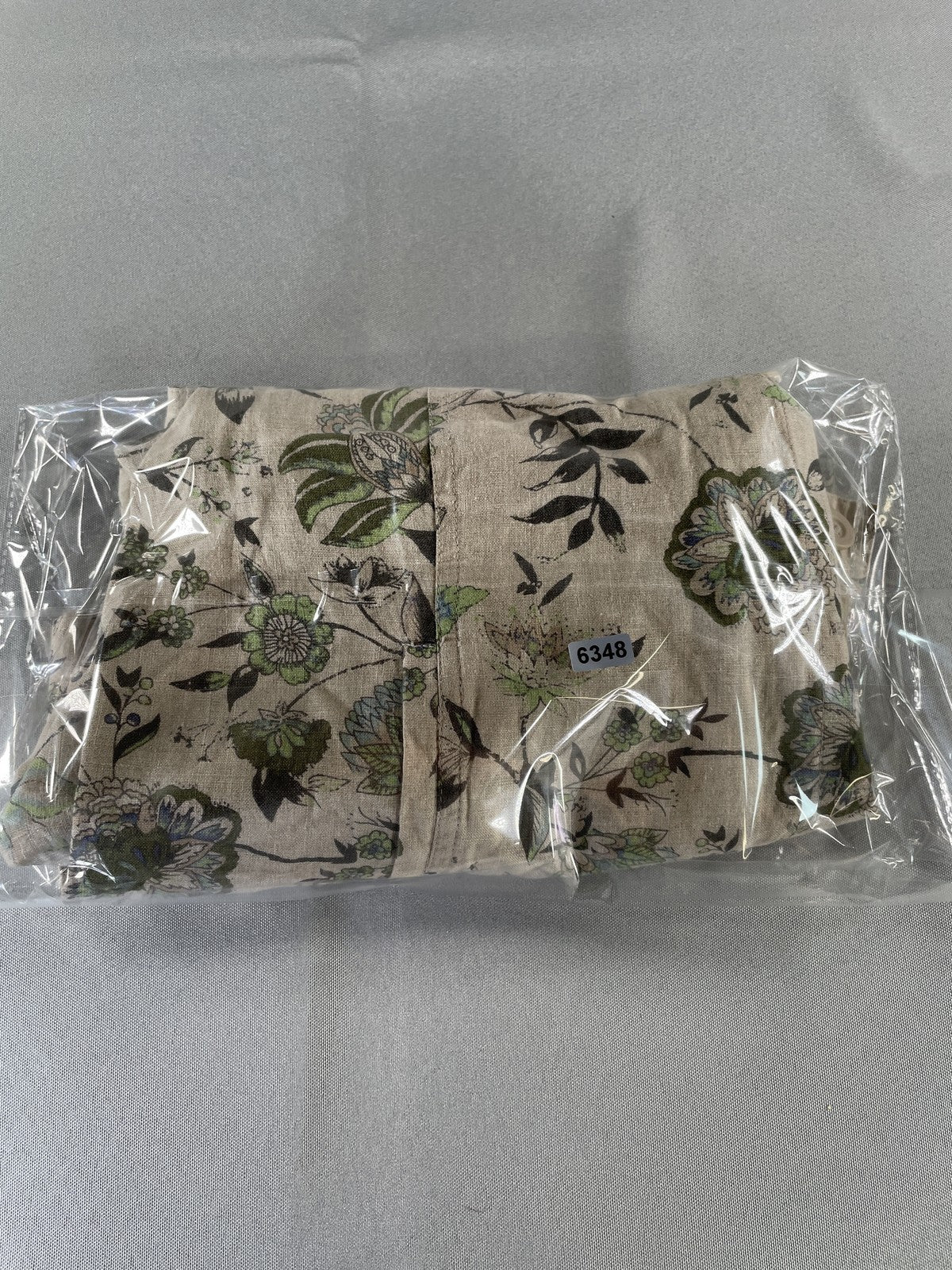 Charter Club Jacket Womens Large Beige Green Floral Linen Button Up Lightweight