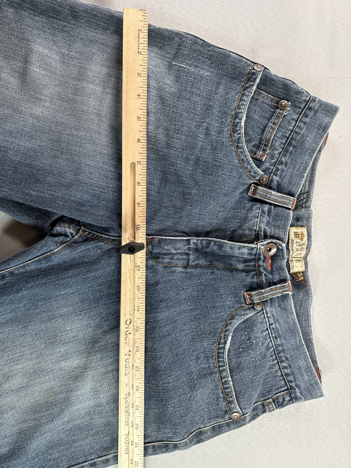 MICROS M2BX 385 Jeans 34x30 Blue 100% Cotton Straight Leg Classic Zip Fly