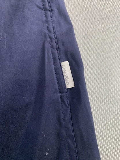 Calvin Klein Shirt Mens XL Blue Short Sleeve Snap Front Slim Fit Casual branding