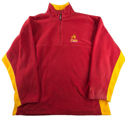 USC Trojans Starter Vintage Fleece Quarter Zip Pullover XL Red Gold Embroidered