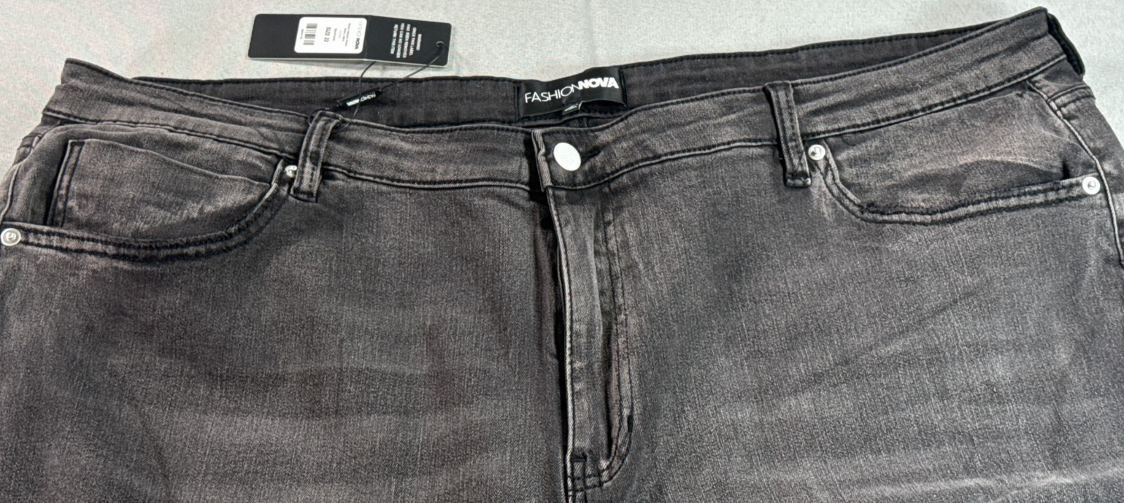Fashion Nova Plus Skinny Jeans Womens 22 Black Wash Distressed Stretch Denim