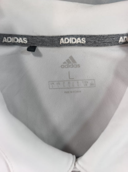 adidas Golf Polo Shirt Mens Gray Striped Performance Short Sleeve Regular Fit L