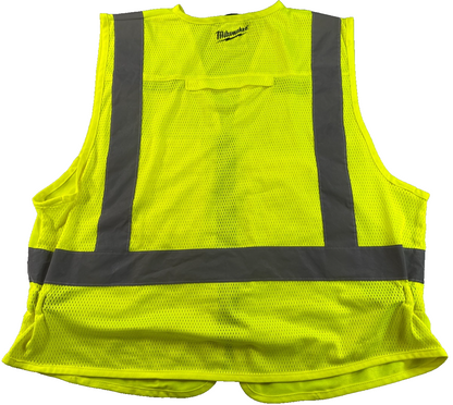 Milwaukee 48-73-5021 Hi Vis Safety Vest S/M Yellow Class 2 Type R 10 Pocket Zip