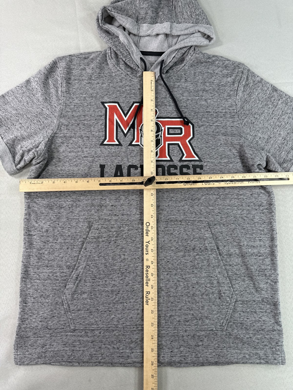 Under Armour MR Sports Hoodie LG Gray Cotton Blend Graphic Hooded Short Red