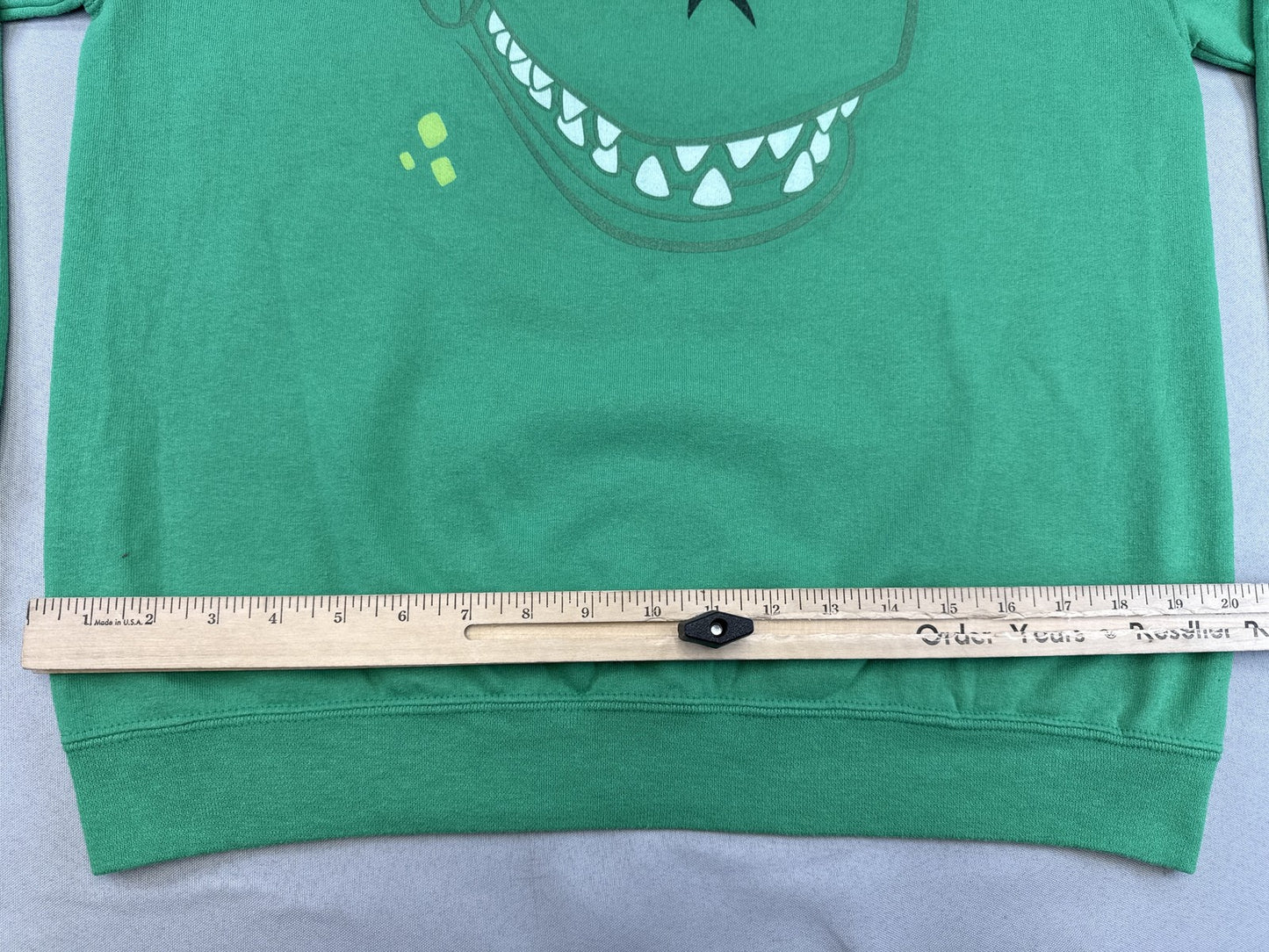 JERZEES Dinosaur Cartoon Sweatshirt M Green Cotton Polyester Pullover