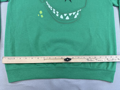 JERZEES Dinosaur Cartoon Sweatshirt M Green Cotton Polyester Pullover