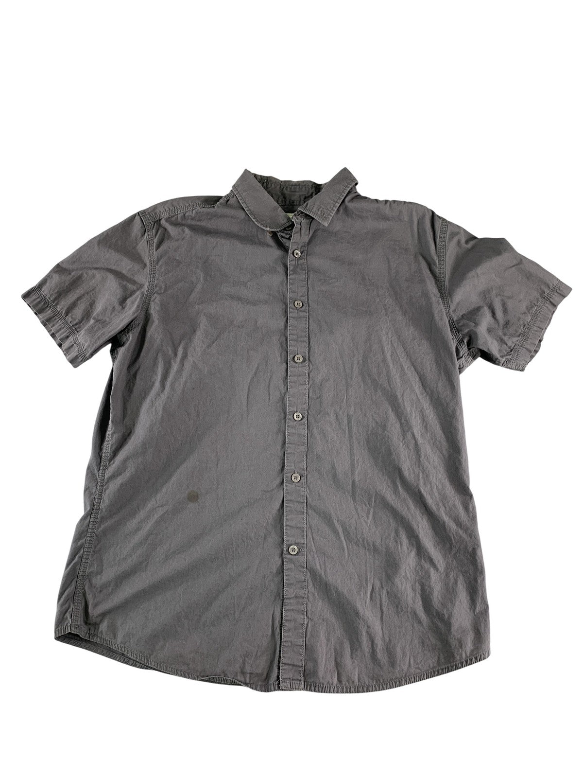 Ecko Unltd Shirt Mens Large Gray Short Sleeve Button Up Casual Rhino Logo Solid