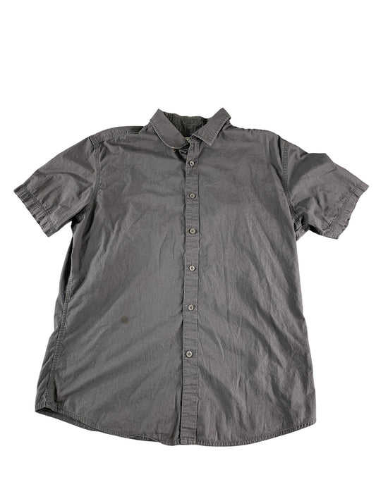 Ecko Unltd Shirt Mens Large Gray Short Sleeve Button Up Casual Rhino Logo Solid