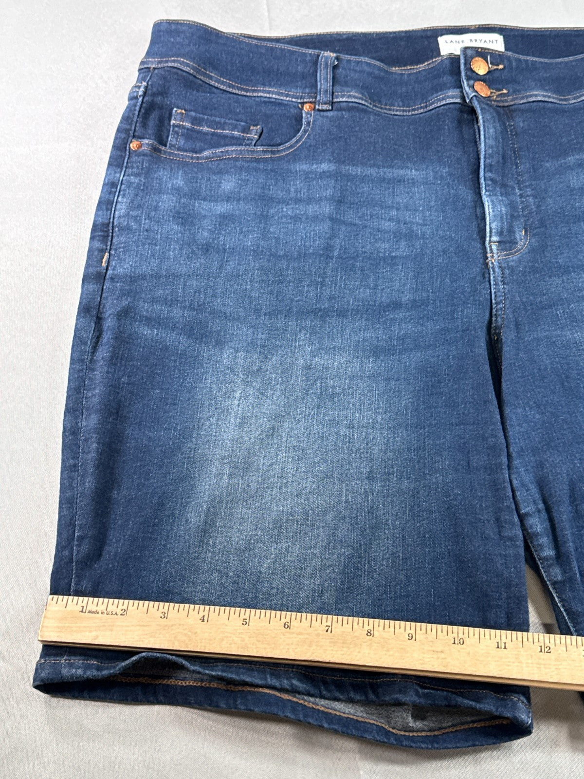 Lane Bryant Bermuda Jean Shorts Womens Plus 22 Blue Stretch Denim Mid Rise