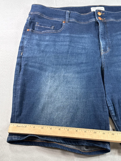 Lane Bryant Bermuda Jean Shorts Womens Plus 22 Blue Stretch Denim Mid Rise