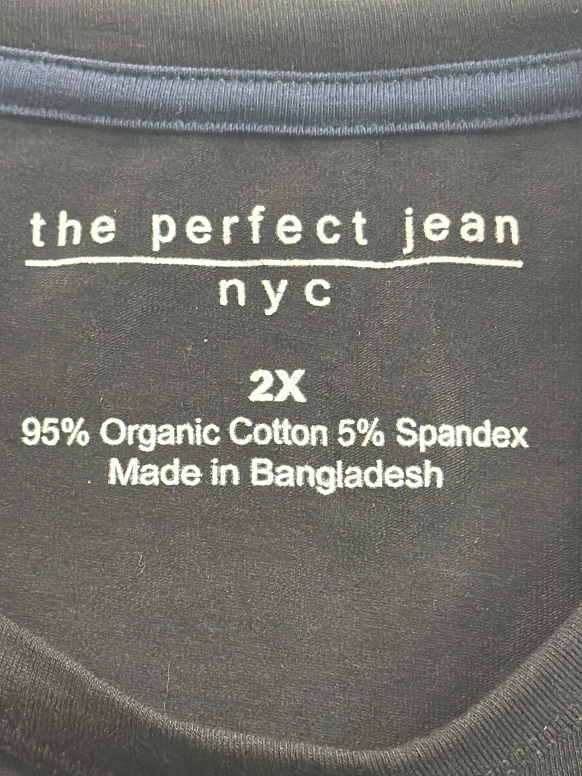 Perfect Jean NYC Black T Shirt Mens 2X Organic Cotton Stretch Crew Neck Tee