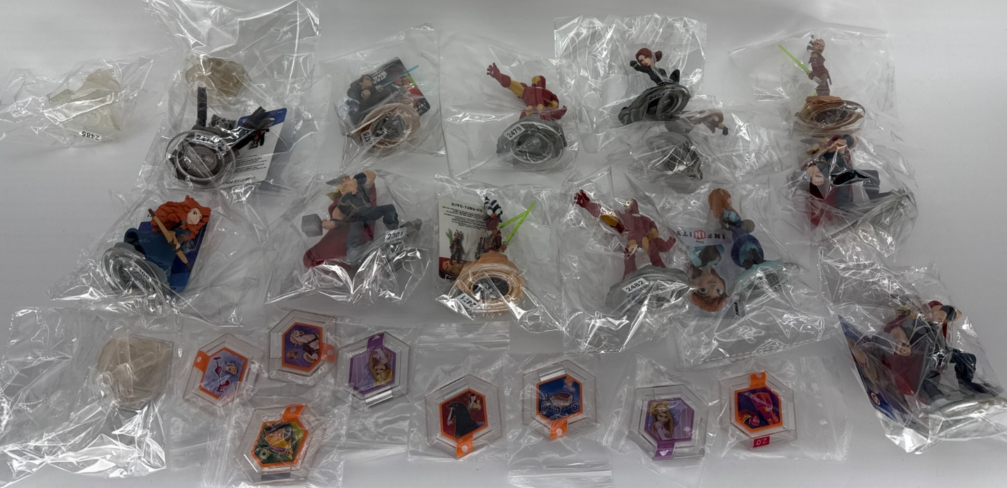 Disney Infinity Lot Figures Power Discs Thor Iron Man Ahsoka Anna Merida Rocket