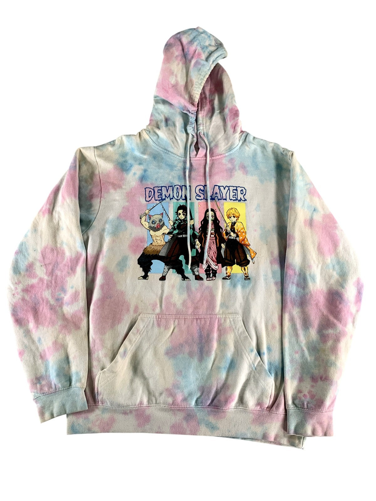 Demon Slayer Hoodie Mens Medium Tie Dye Anime Pullover Graphic Sweatshirt NWT