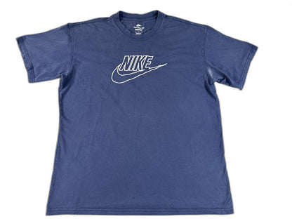 Nike Graphic Tee Navy Cotton Crewneck Short Sleeve Regular Fit L Shirt