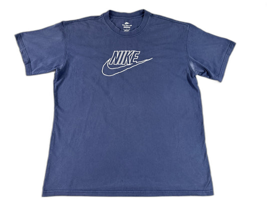 Nike Graphic Tee Navy Cotton Crewneck Short Sleeve Regular Fit L Shirt