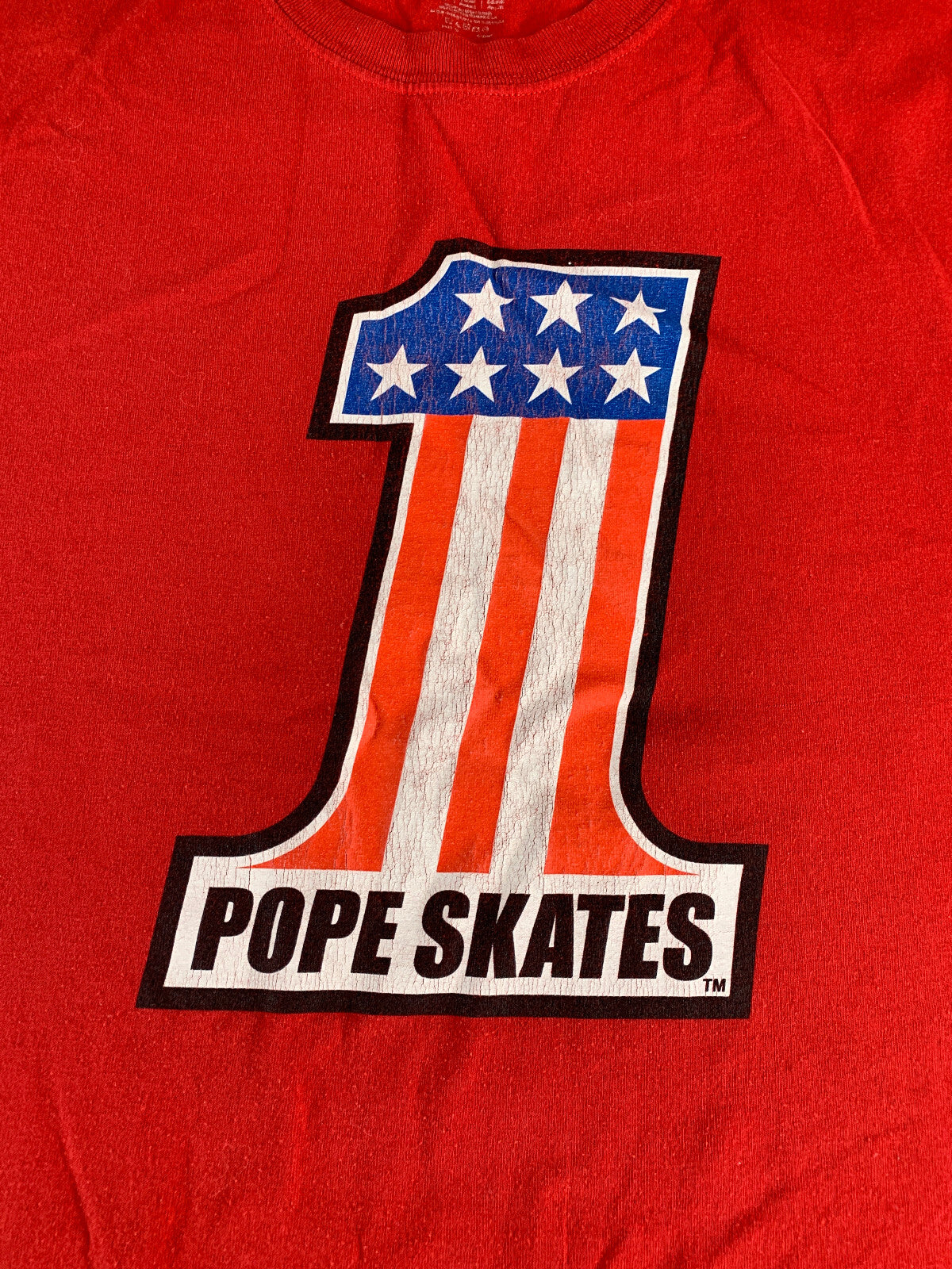 Pope Skates #1 USA Red Graphic T-Shirt M Gildan Patriotic Skateboarding Tee