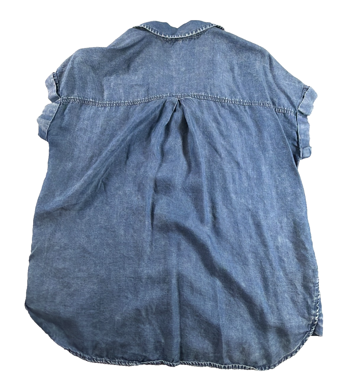 Jane Delancey Chambray Lyocell Denim Sleeveless Button Down Shirt Women Small