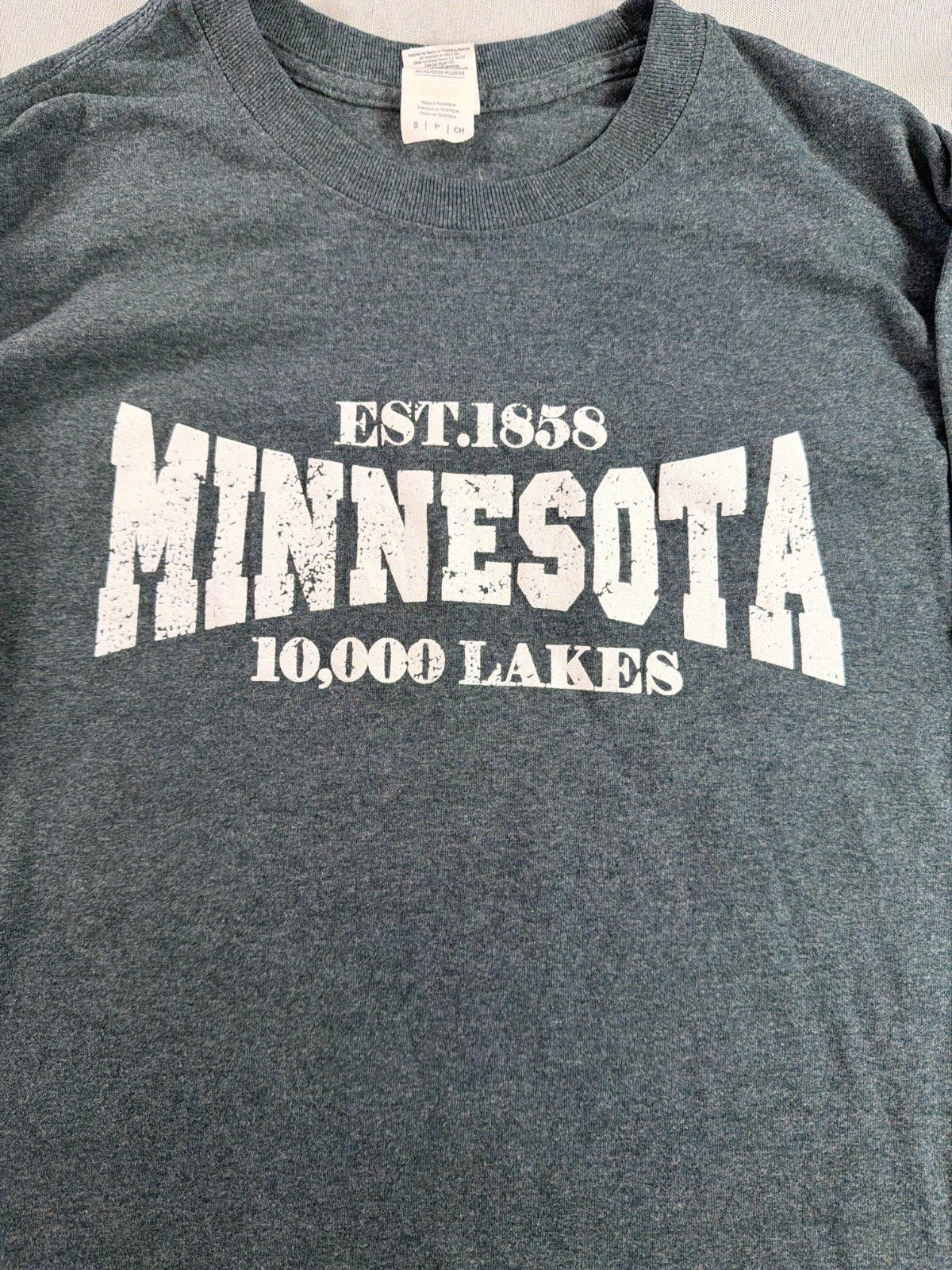 Crazy Apparel Minnesota Est 1858 Graphic Print T-Shirt Mens XL Gray Short Sleeve
