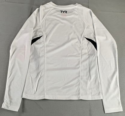 TYR Competitor Long Sleeve Top White XS Womens Compression Swim Tri Shirt Pullov