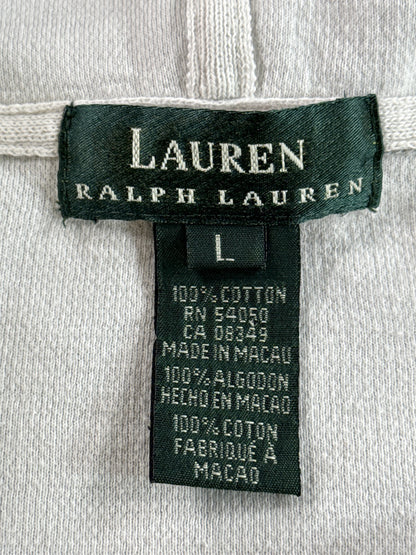 LAUREN RALPH Full Zip Hoodie L Gray 100% Cotton Regular Fit Long Sleeve