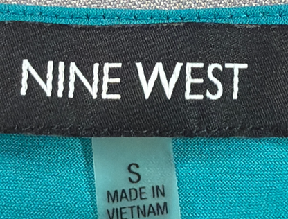 Nine West Sleeveless Twist Knot Front Top Teal Blue Scoop Neck Stretch Small
