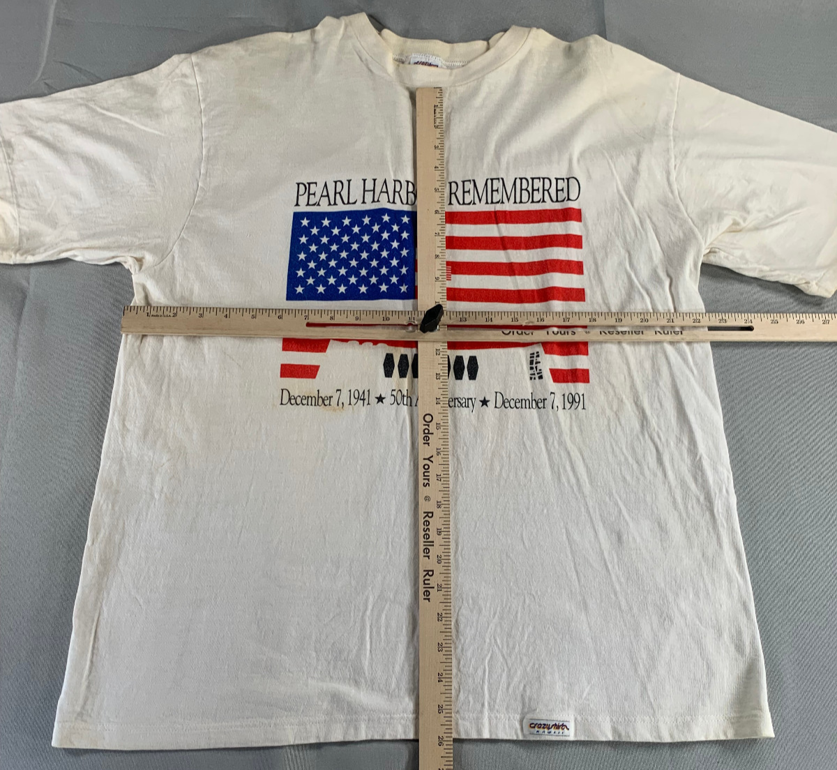 Vintage 1991 Crazy Shirts Pearl Harbor 50th Anniversary Tee XL USA Single Stitch