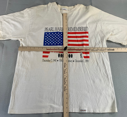 Vintage 1991 Crazy Shirts Pearl Harbor 50th Anniversary Tee XL USA Single Stitch