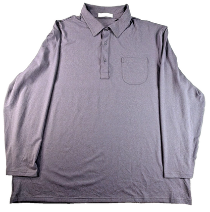 Newtons First Polo Shirt Mens 2XL Gray Long Sleeve Stretch Casual Pocket Top