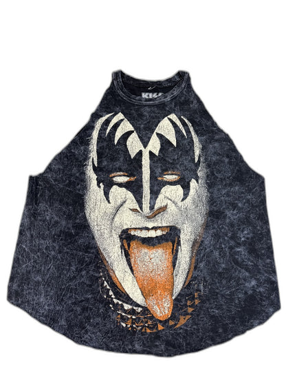 KISS Gene Simmons Music Tank Top L Black 100% Cotton Sleeveless Distressed