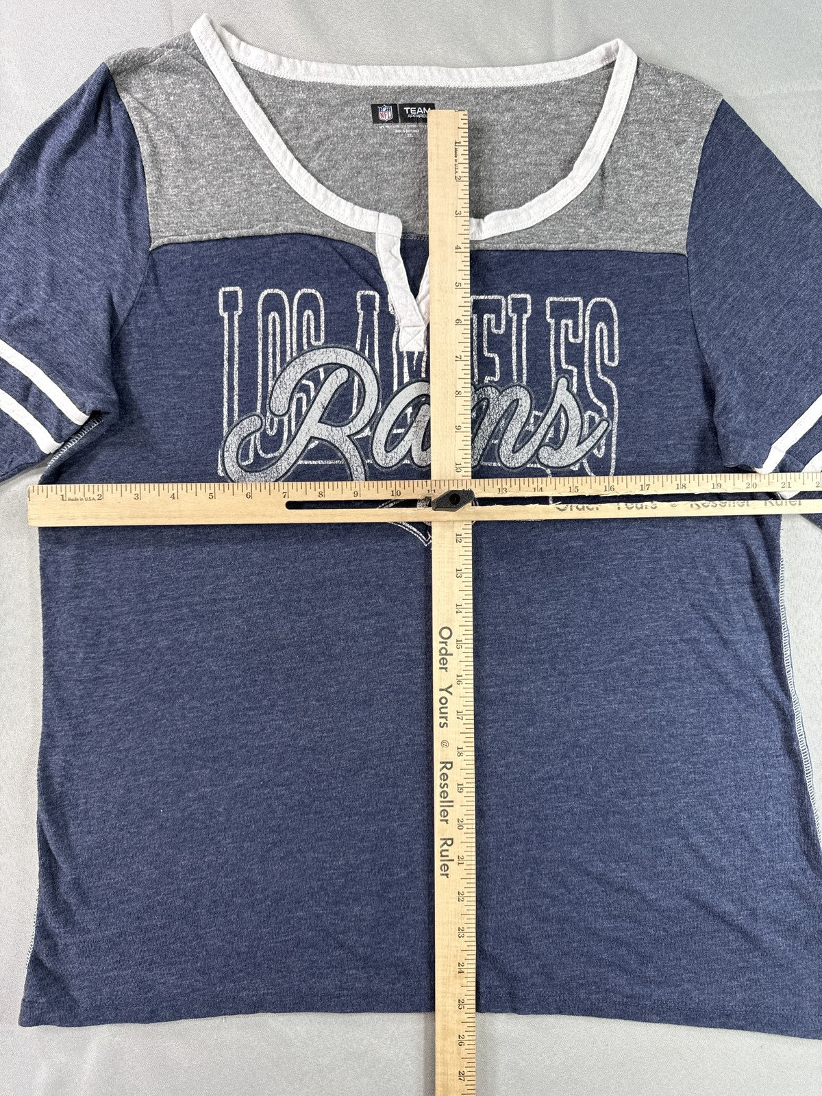 NFL Team Apparel Los Angeles Rams Neck Tee 2XL Blue Graphic Logo Polyester Women