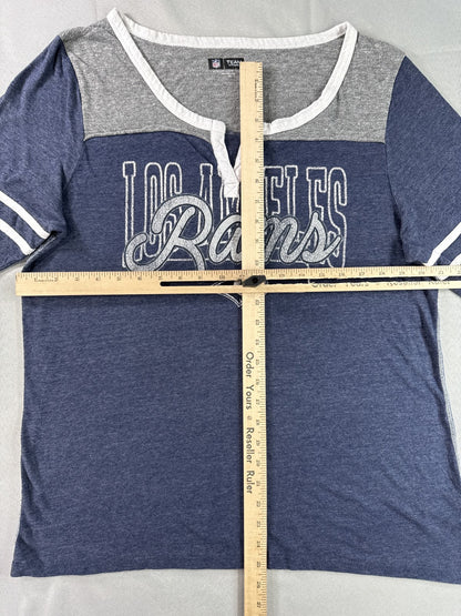 NFL Team Apparel Los Angeles Rams Neck Tee 2XL Blue Graphic Logo Polyester Women