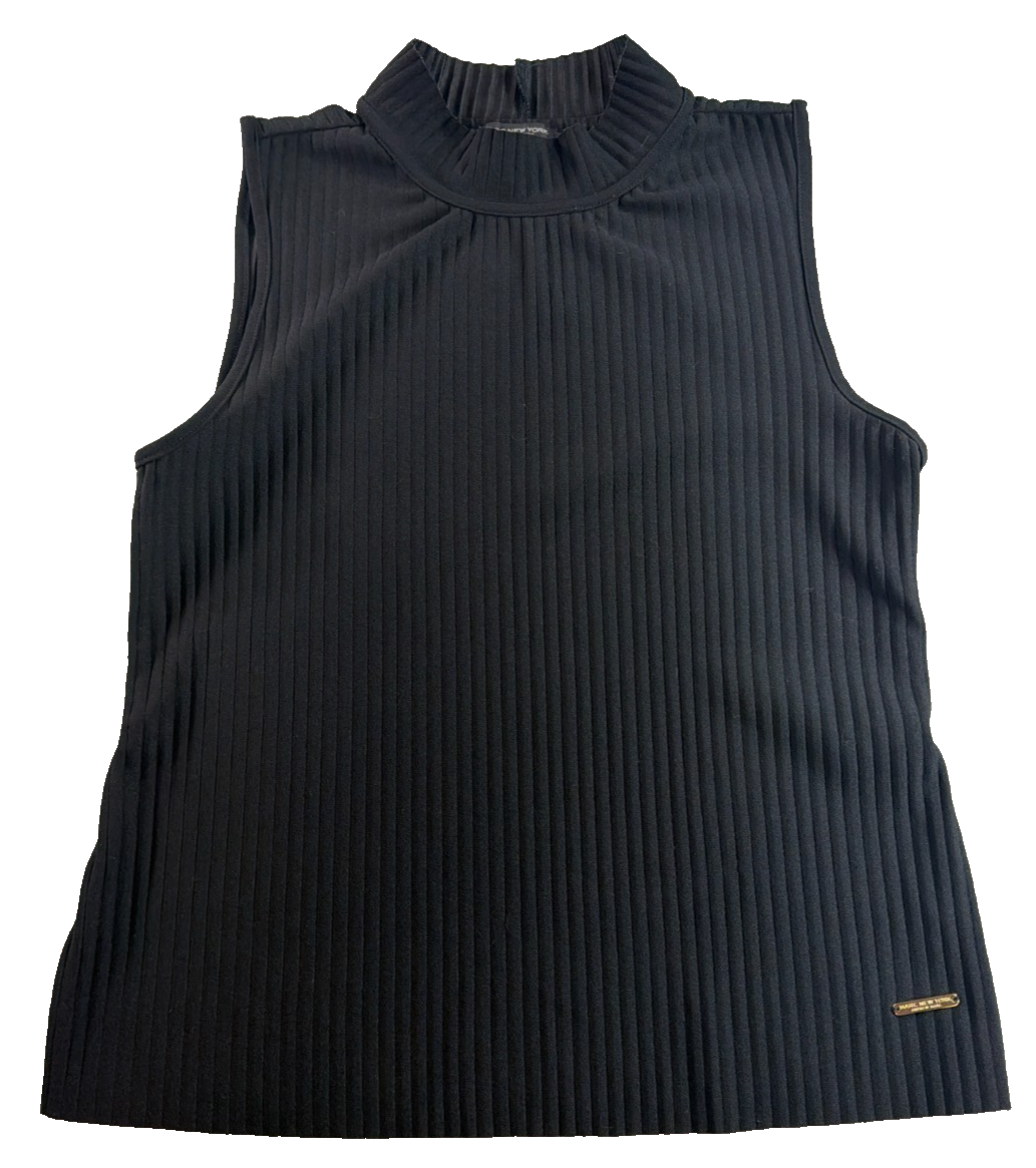 Marc New York Andrew Marc Womens M Black Ribbed Sleeveless Mock Neck Top Apparel