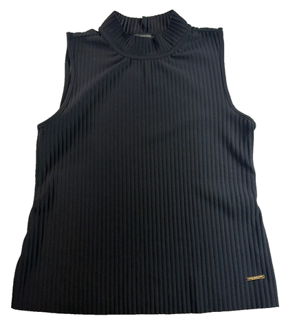Marc New York Andrew Marc Womens M Black Ribbed Sleeveless Mock Neck Top Apparel