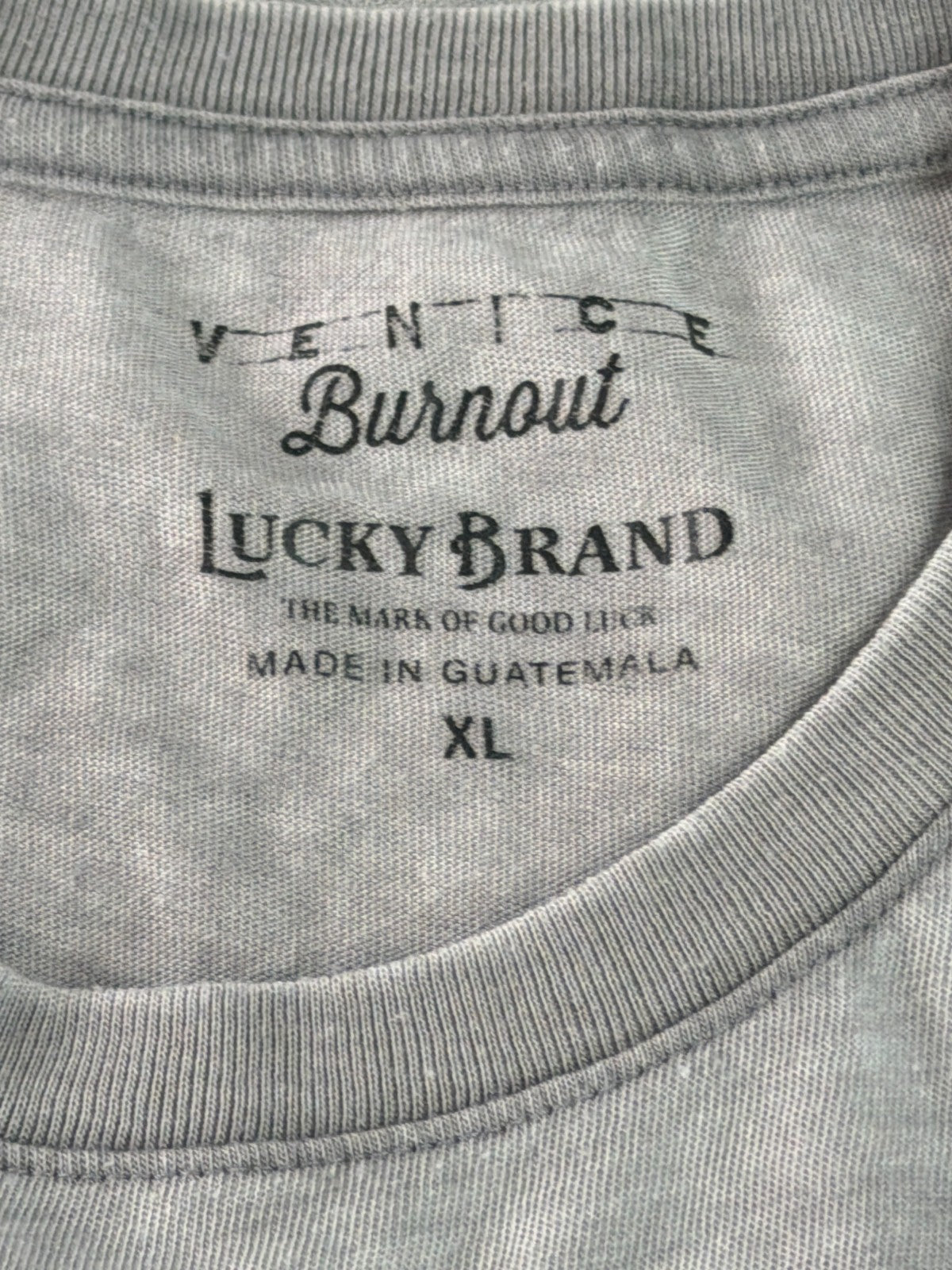 Lucky Brand Venice Burnout Henley T Shirt Mens XL Gray Short Sleeve Cotton Blend