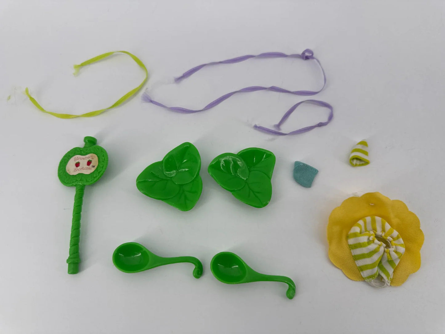 Vintage Strawberry Shortcake Snail Accessory Lot 1980s Leaf Spoon Dress Parts