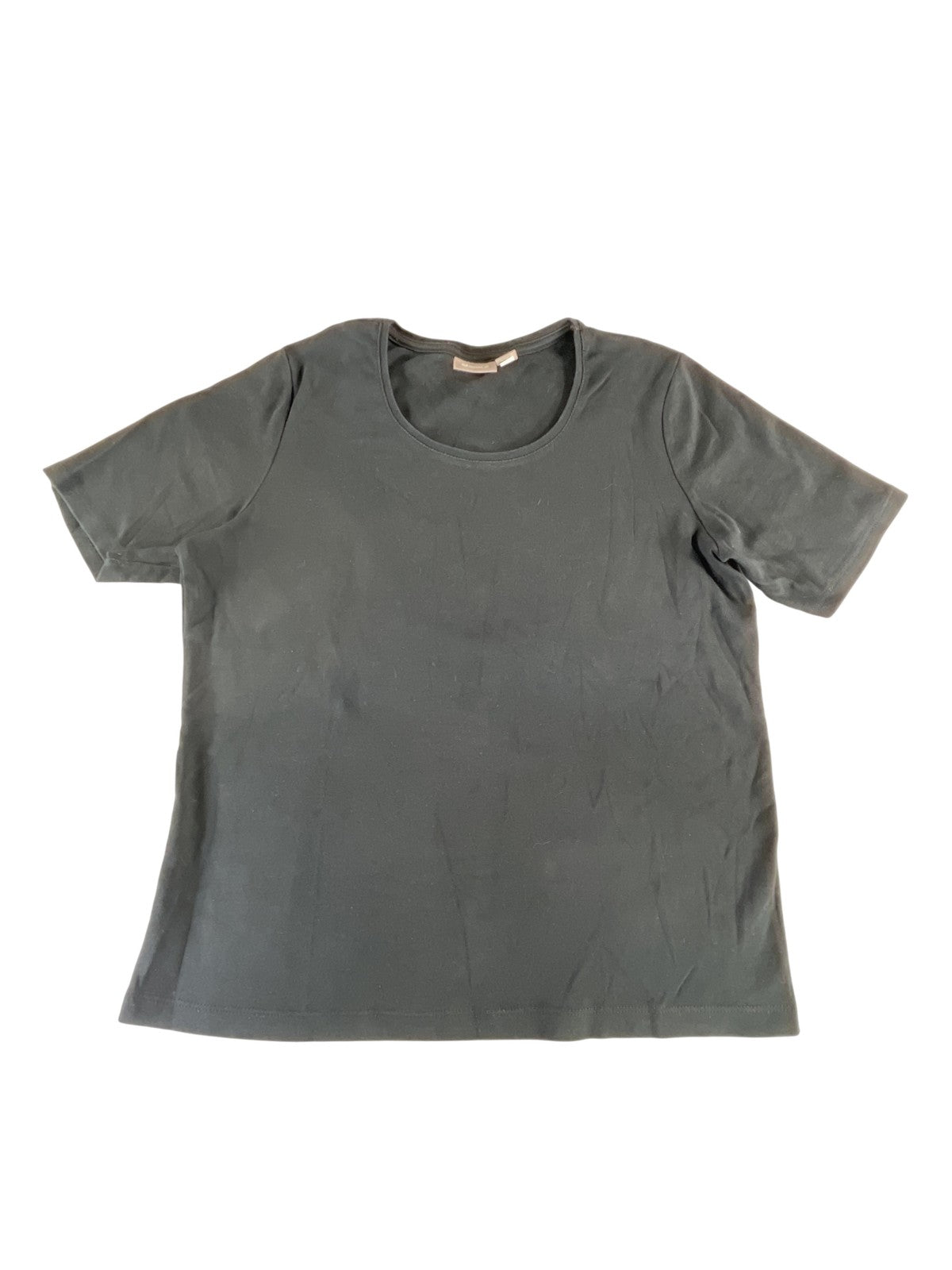 Chicos Shirt Womens 2 Black Short Sleeve Scoop Neck Basic Top Tee Cotton Casual