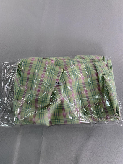Orvis Shirt Mens Large Green Pink Plaid Button Down Short Sleeve Classic Fit 100