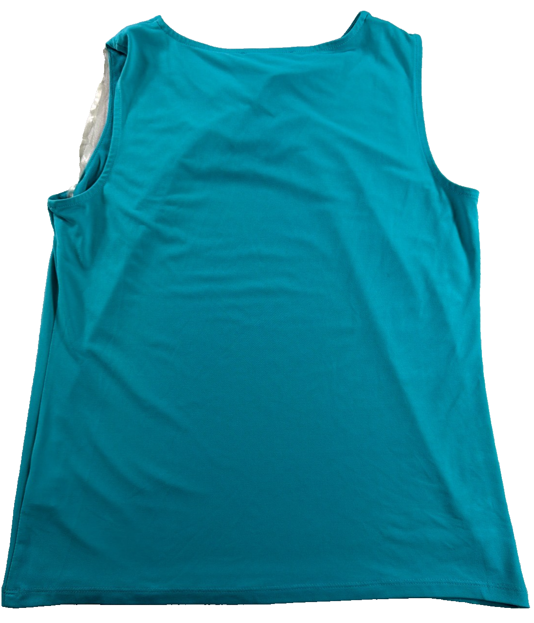 Nine West Sleeveless Twist Knot Front Top Teal Blue Scoop Neck Stretch Small