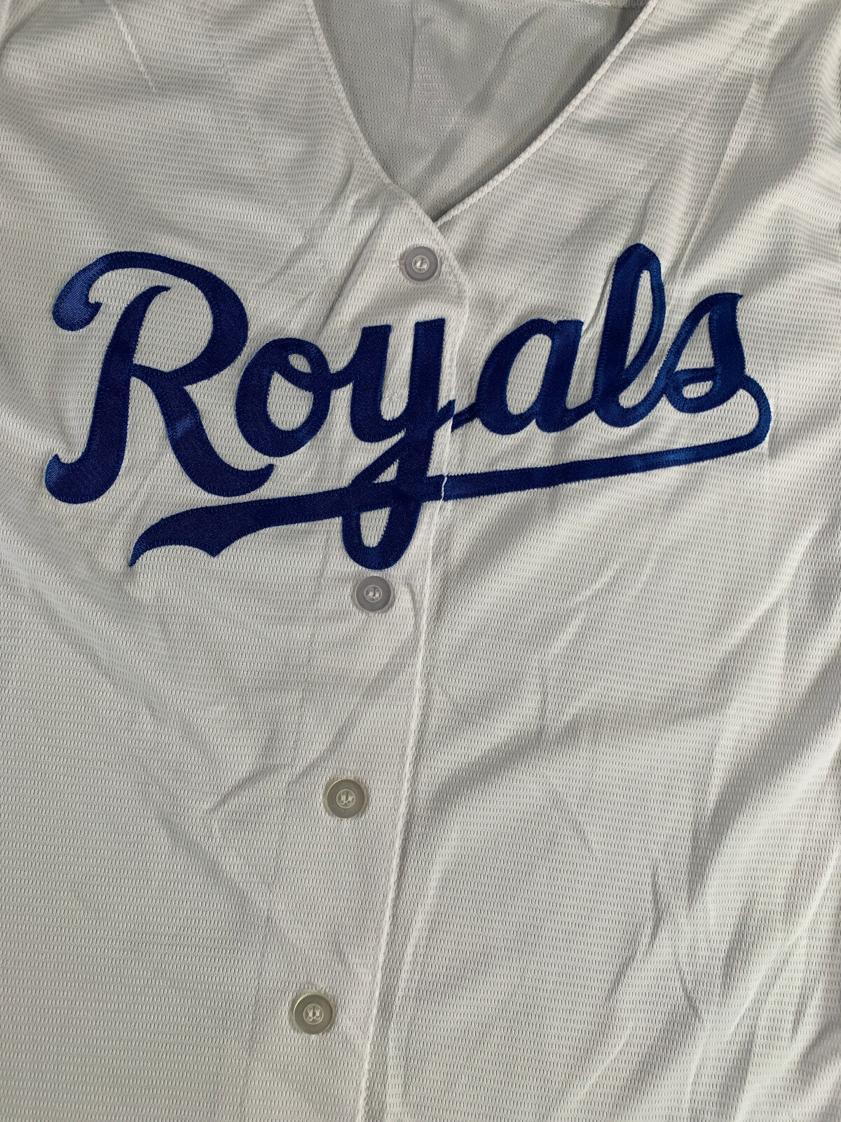 Majestic Royals Jersey Womens XL NEW MLB White Cool Base Replica Button Front