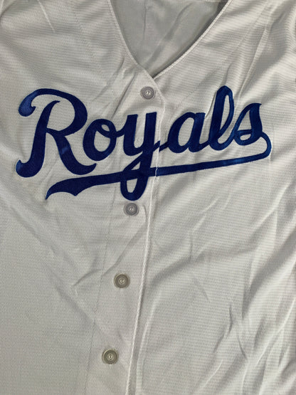 Majestic Royals Jersey Womens XL NEW MLB White Cool Base Replica Button Front