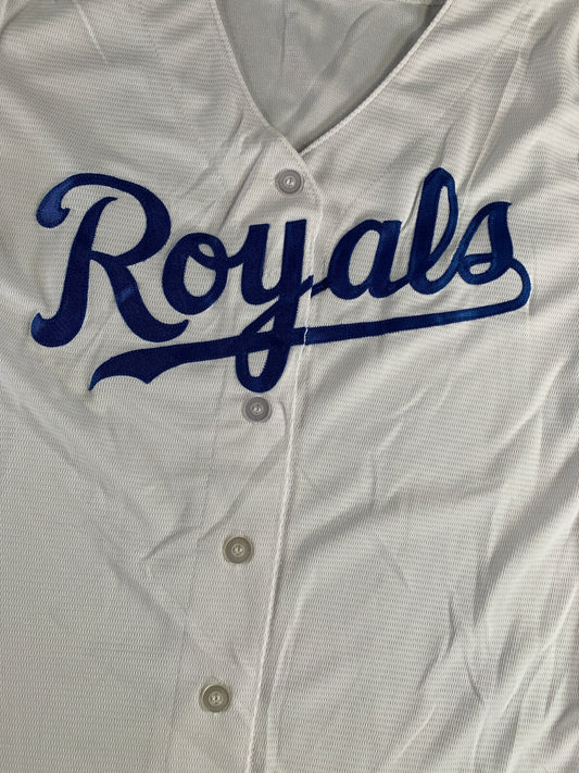Majestic Royals Jersey Womens XL NEW MLB White Cool Base Replica Button Front