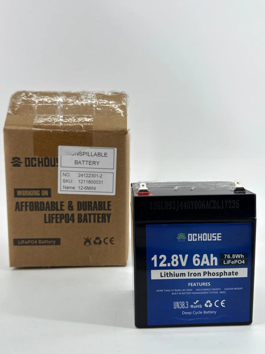 OCHOUSE 12 8V 6Ah LiFePO4 Lithium Battery ECO-LFP1206 76 8Wh Deep Cycle BMS NWT