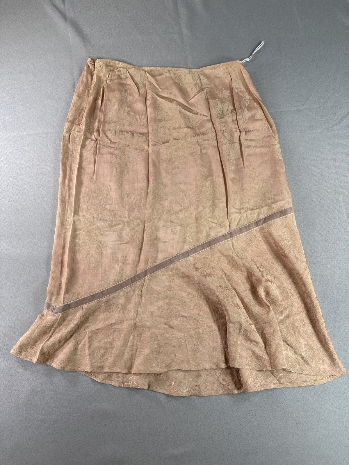 KAREN MILLEN SK035/S00S Midi Skirt 14 Beige Floral Print Viscose Acetate Length