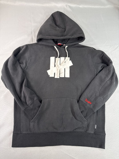 UNDEFEATED Hoodie XL Black Cotton Pullover Graphic Long Sleeve Streetwear Five