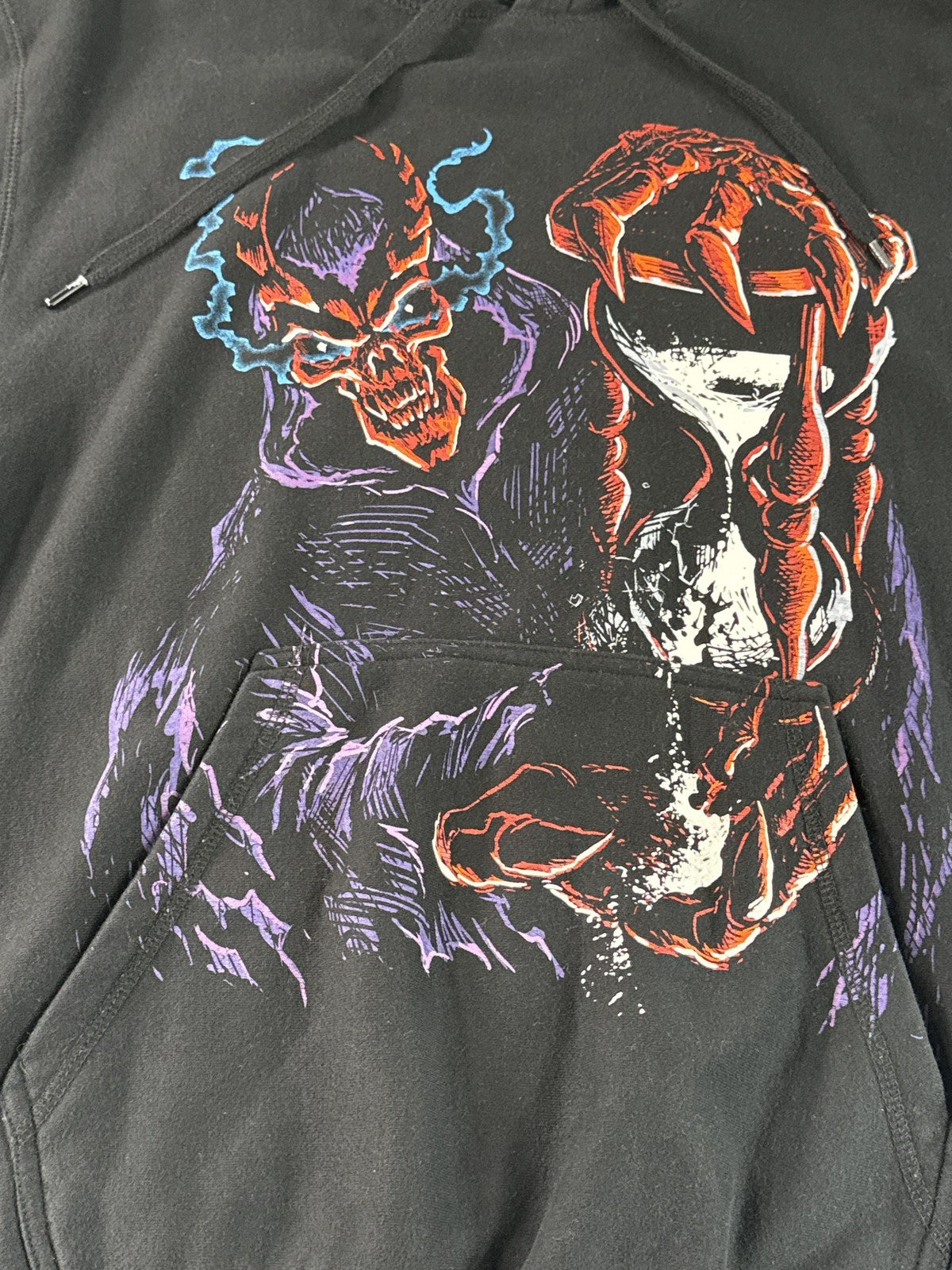 WWE Undertaker Hoodie Men's Large Black Cotton Graphic Wrestling Pre-owned Retro
