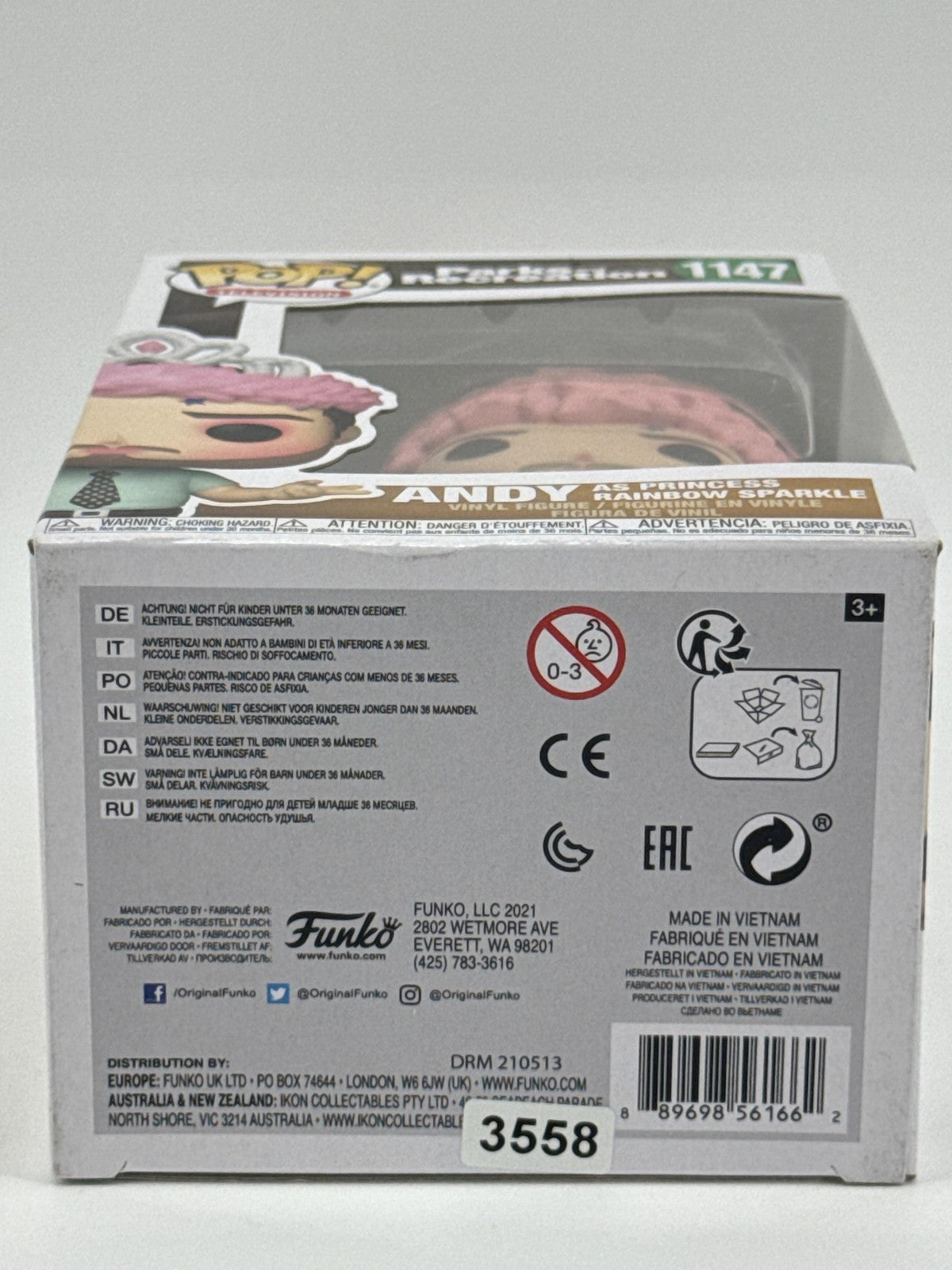 Funko Pop TV Parks And Recreation 1147 Andy Princess Rainbow Sparkle Vinyl White