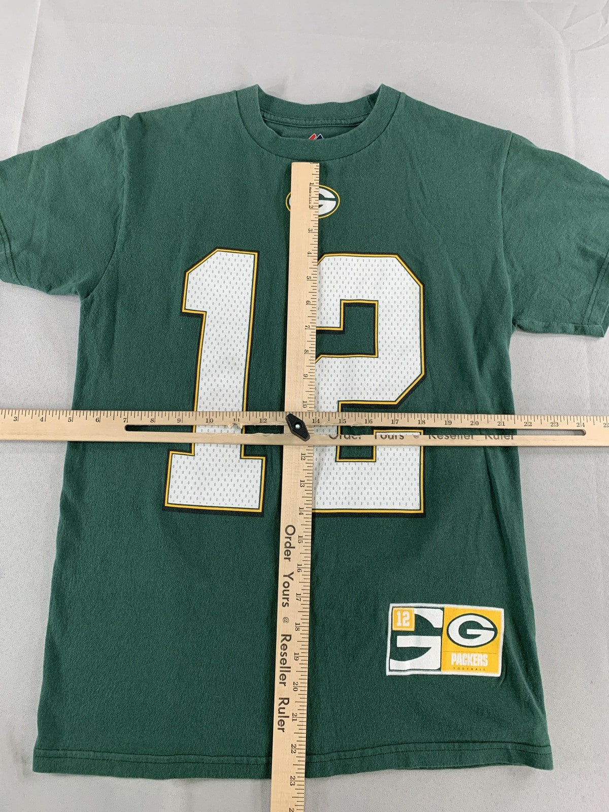 Green Bay Packers Shirt Mens Small Green NFL Football 12 Rodgers Majestic Tee
